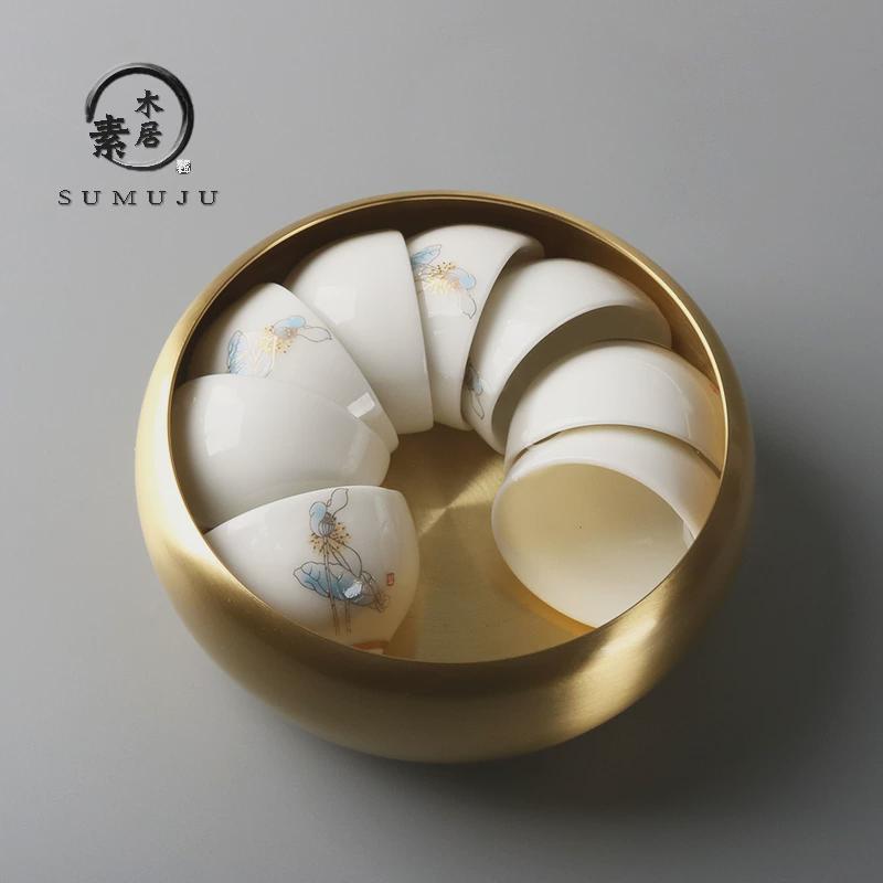 纯铜茶洗 大号杯洗水盂建水笔洗 日式功夫茶道茶具配件洗茶碗