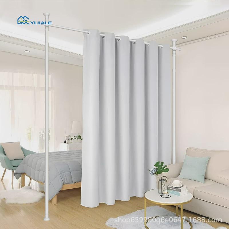 垂直分隔窗帘杆房间张力伸缩杆空间隔断卧室免打孔挡床隔断帘门帘