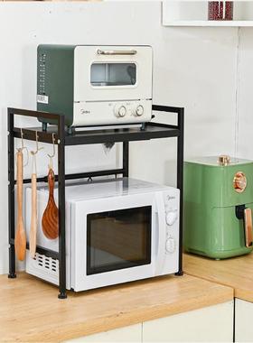 单层加厚加粗承重伸缩微波炉架厨房置物架台面整理收纳烤箱调料架