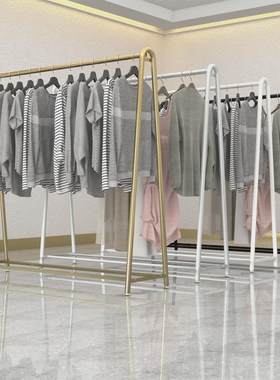 服装店展示架直播摆地摊晾衣架男女装店挂衣架落地衣架批发带轮子