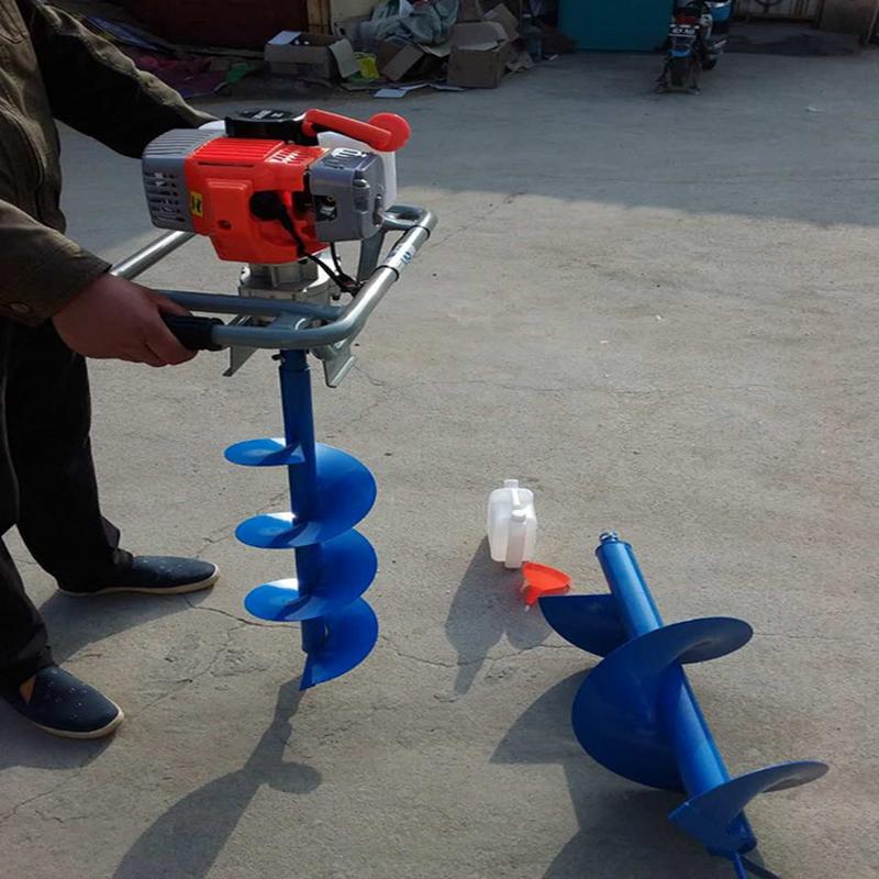 热销单轮手推式挖坑种树汽油大直径植树埋桩钻坑机械山地机手提打