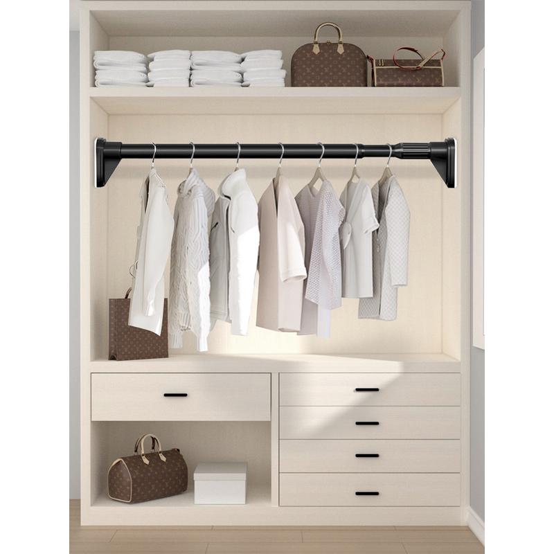 热销衣柜挂衣杆伸缩杆免打孔衣通杆衣架挂杆衣橱架子横杆杆晾衣衣