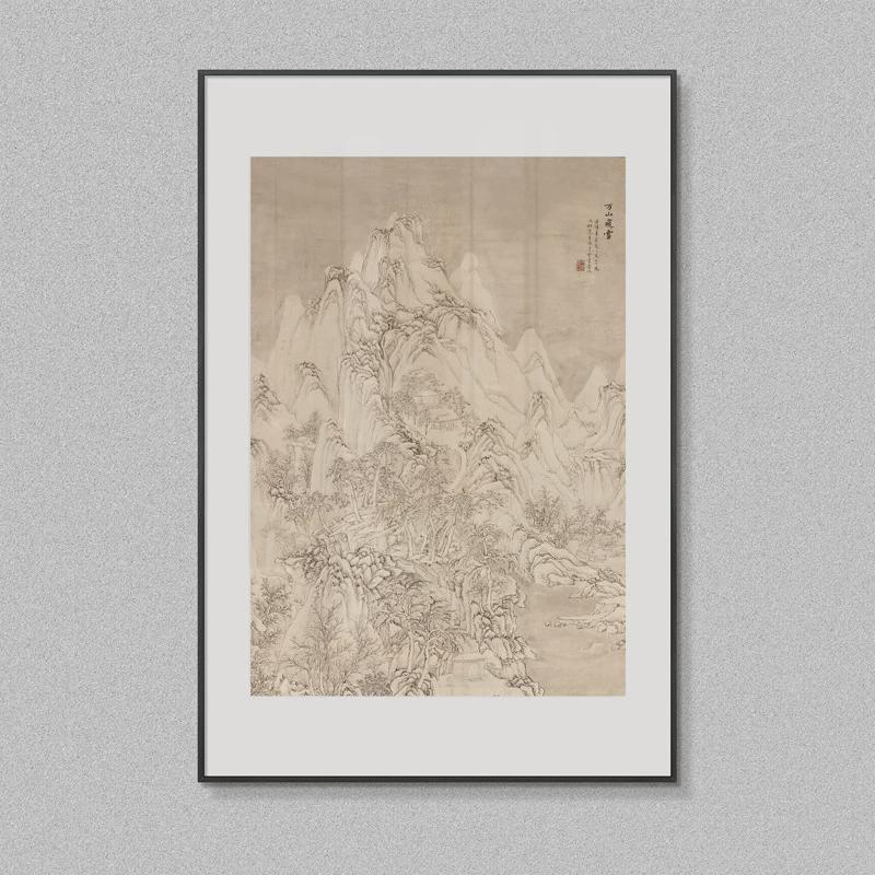 入户玄关装饰画中式万象山河图入门茶楼走廊挂画壁画单幅竖版过道