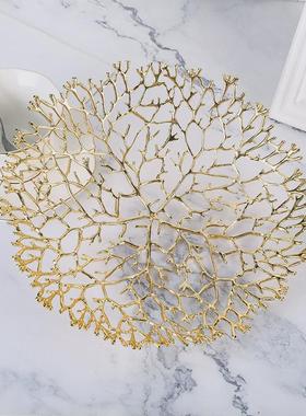 热销轻奢金属水果盘摆件家居茶几餐桌果篮样板房酒店装饰工艺品软