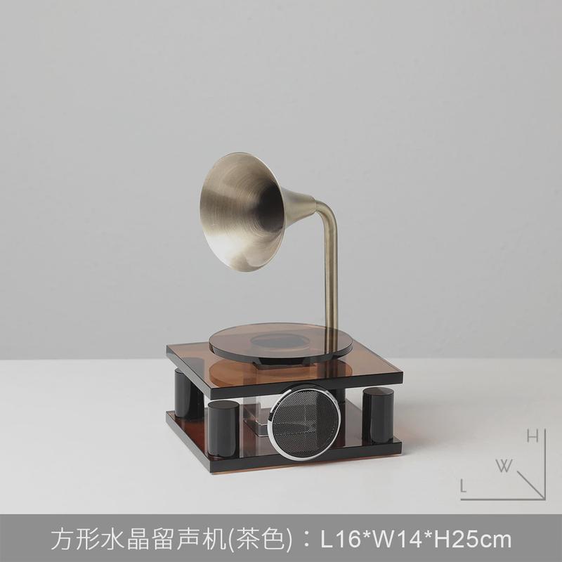 高级轻奢创意复古留声机样板间桌面摆件客厅电视柜玄关家居装饰品