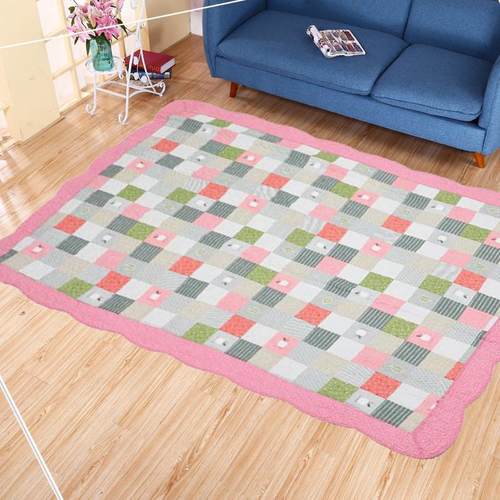 全棉绗缝床盖拼接棉布夹垫子地垫宠物爬行棉可机洗卧室客厅地毯