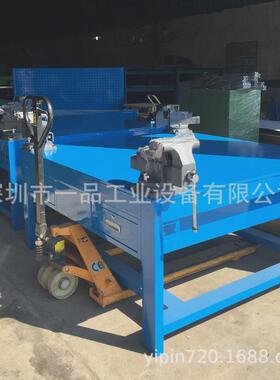 重型铁板钳工工作台带虎钳抽屉式工作台维修工作台钳工模具1米2米