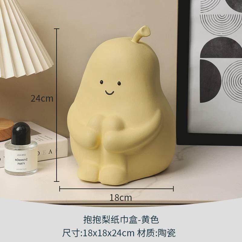 批发抱抱梨纸巾盒可爱陶瓷客厅家用茶几创意个性设计感桌面摆件抽,收纳整理,纸巾盒,淘宝优惠券,粉丝福利购,淘宝优惠卷