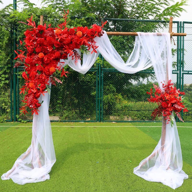 森系婚庆道具木桩舞台背景布置婚礼拱门摆件户外草坪装饰成品花艺