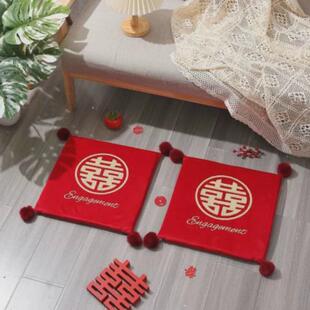 改口敬茶跪垫结婚一对新娘坐福垫床上坐垫婚礼红色喜垫子道具大全