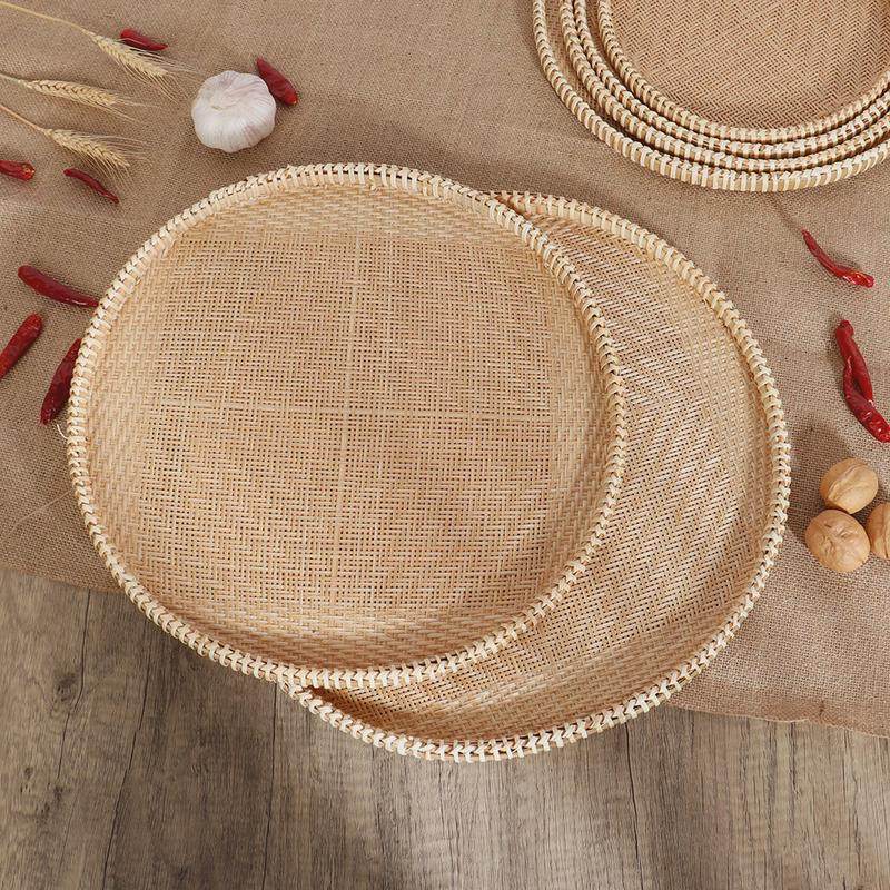 热销簸箕竹编晒家用制品篮子细孔无馒头竹筛子圆孔筐蒸盘晾晒托盘