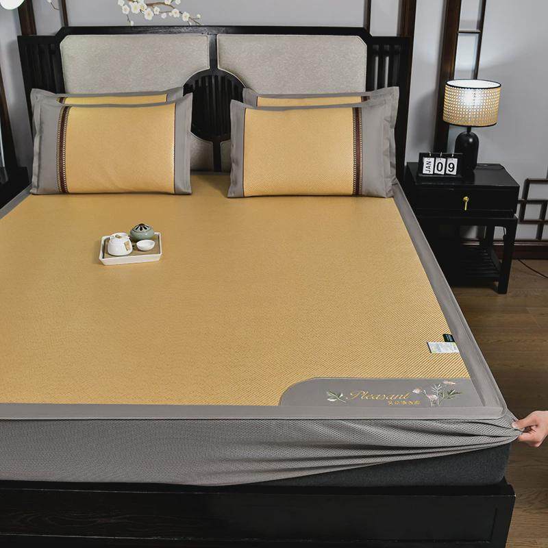 gz6m夏天三件套藤席凉席床笠艾草冰藤席可折叠软席子单双人1.8m床