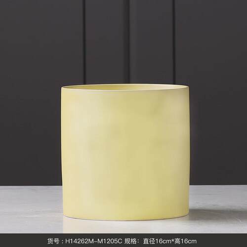 bestwest黑色直筒花盆釉面花瓶陶瓷家居软装样板间装饰品花器