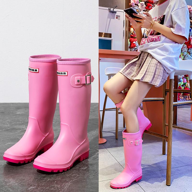 雨鞋女时尚款外穿四季工作鞋韩版高筒防水耐磨防滑雨靴保暖水鞋女