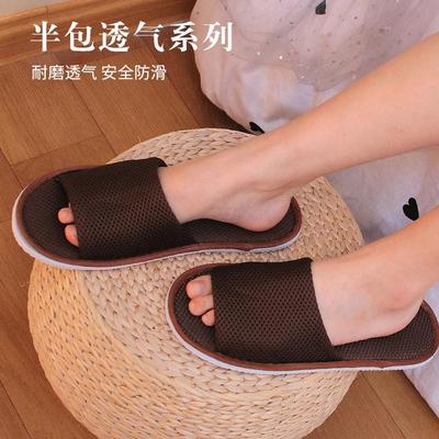 夏季夏天一次性拖鞋待客加厚旅行居家用露趾网眼半包酒店宾馆批发