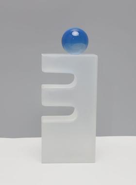 现代简约水晶磨砂蓝球电视柜摆件样板房几何客厅茶几家居艺术装饰