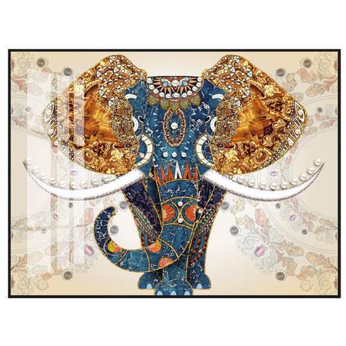 跨境吉祥大象横版电表箱遮挡挂画液压免打孔装饰画餐厅家用笔画