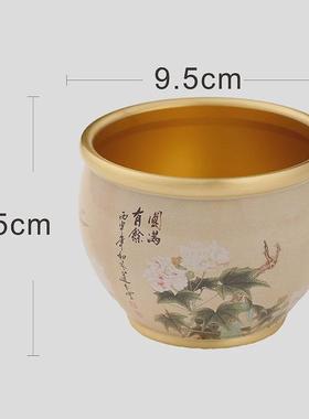 彩绘米缸黄铜油彩百福缸聚宝盆办公室居家创意工艺品聚财摆件礼品