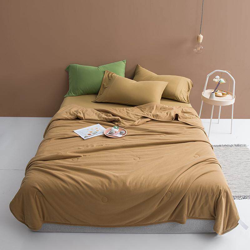 超柔软超薄针织棉夏凉被夏季空调被全棉双人夏被薄被子棉天竺纯色