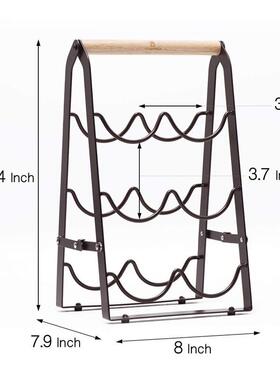 直供创意红酒架葡萄酒收纳置物架桌面铁木结合可折叠红酒架子
