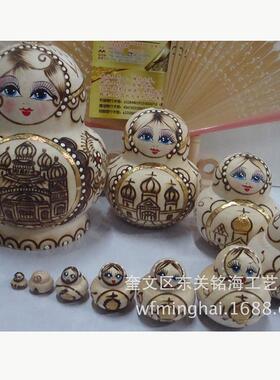 批发俄罗斯套娃木质工艺品客厅桌面小摆件 精美俄罗斯套娃纪念品