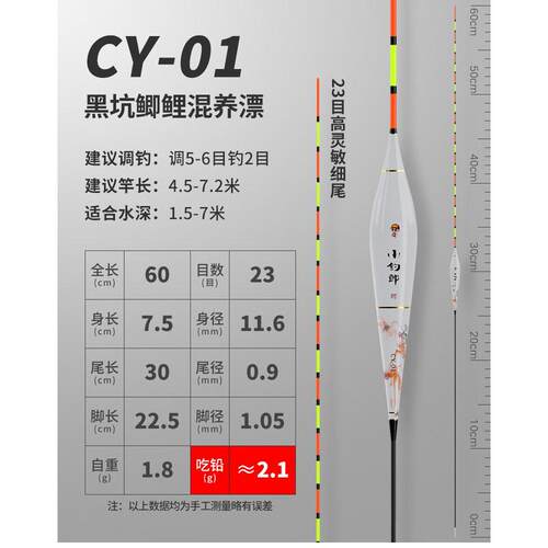 孔雀羽高灵敏鱼漂超长60cm黑坑远投流氓醒目加粗翘嘴行程浮漂筏钓