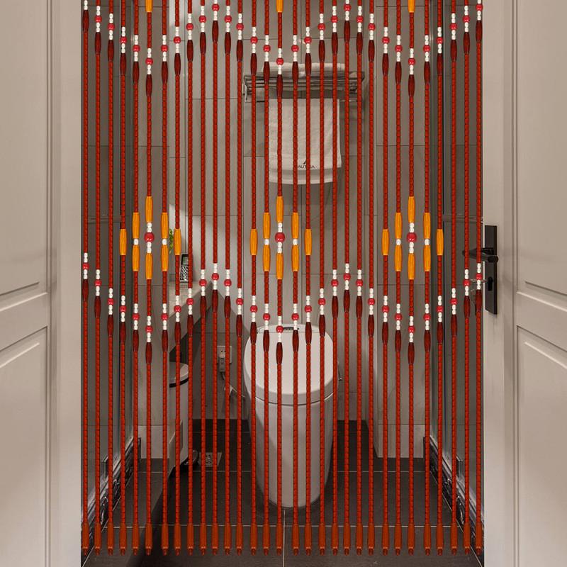 三个波浪珠帘竹木门帘加长款