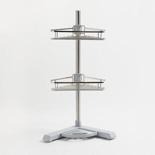 双层三角收纳储物架 客必屋厨房卫生间置物架不锈钢可移动落地式