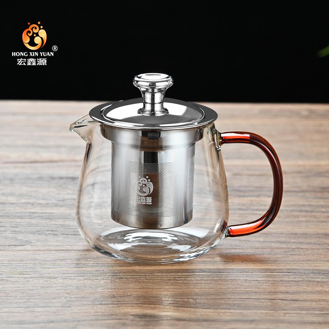 宏鑫源G334茶壶茶具泡茶壶加厚玻璃不锈钢家用加热小容量