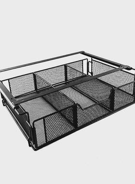 铁线现货居黑色文具置物收纳篮组装款桌下抽屉式收纳篮厂工艺