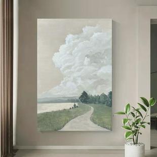 纯手绘油画立体玄关过道装饰画现代客厅山水背景墙抽象画餐厅挂画