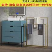 免打孔浴室落地毛巾架收纳置物架卫生间浴巾抹布挂架金属挂衣架