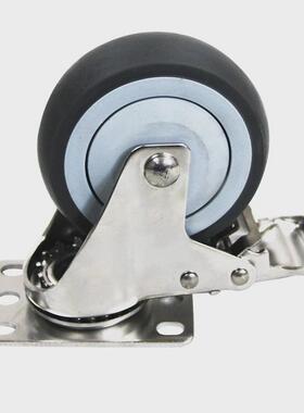 SUS304不锈钢轮子防腐蚀轮子tpr静音脚轮刹车轮万向轮耐磨345寸