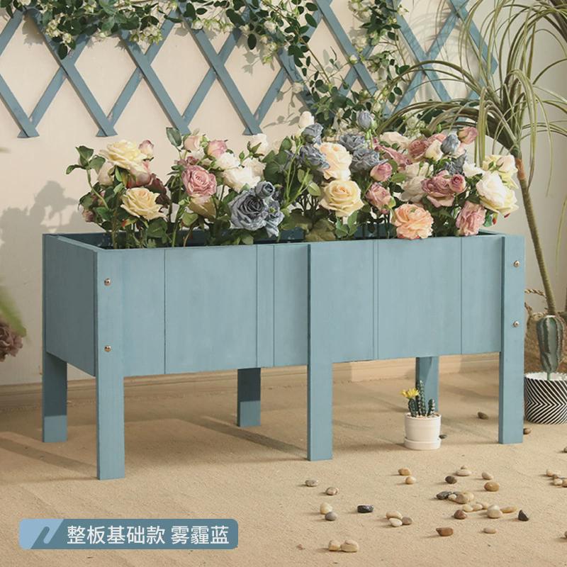 长方形室内阳台花槽户外防腐木花箱加高脚种植箱室外木制长条花盆