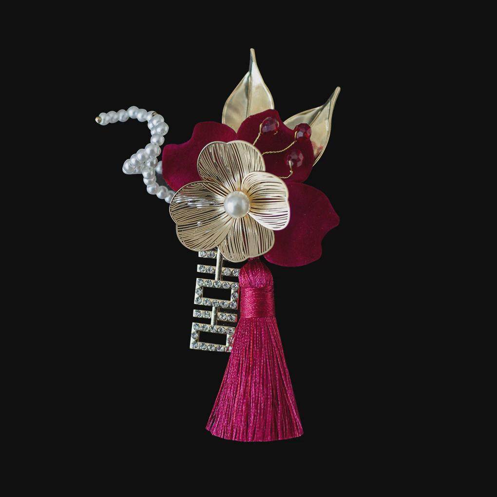 新中式婚礼新郎新娘高级感酒红丝绒流苏胸花手腕花父母胸针,节庆用品/礼品,胸花,淘宝优惠券,粉丝福利购,淘宝优惠卷