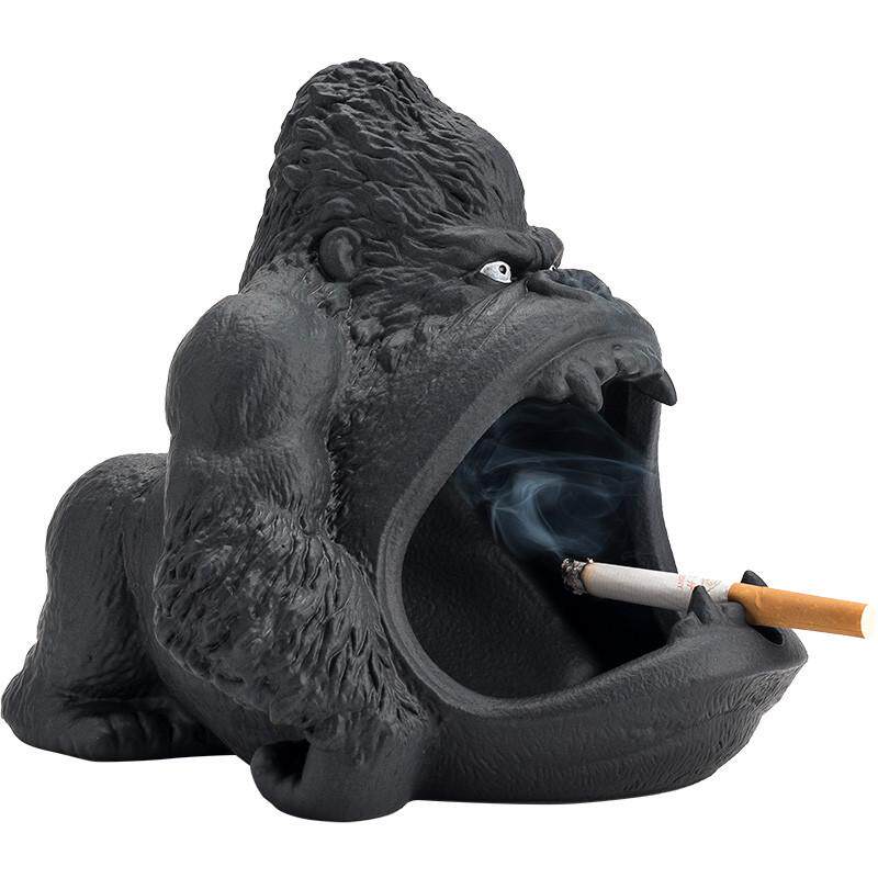 陶迷可爱卡通小动物烟灰缸猩猩防飞灰陶瓷家用客厅潮流车载大烟缸