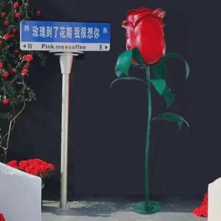 仿真大型玫瑰花郁金香雕塑摆件定制公园商场网红打卡拍照植物美陈