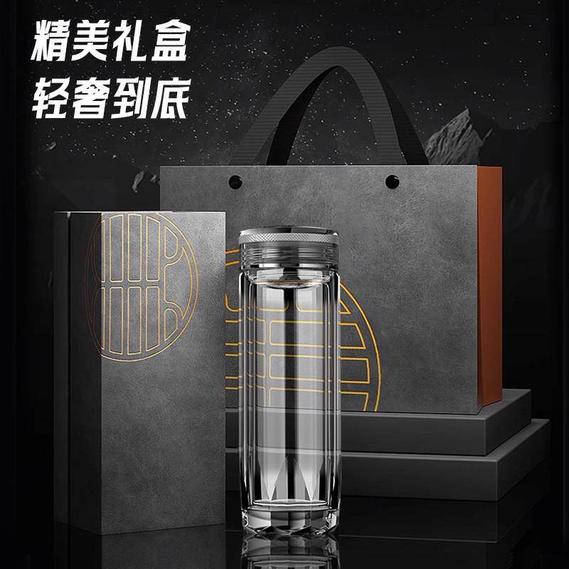 加厚玻璃杯时尚底耐热玻璃杯男女通用杯防烫量杯双层杯大容泡茶杯
