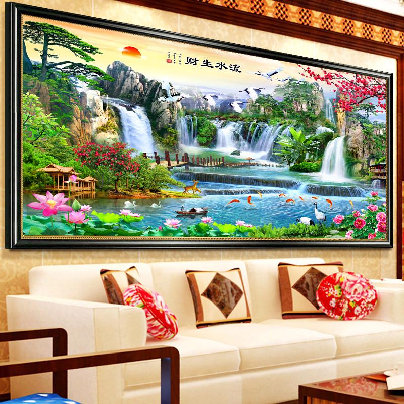 十字绣线绣2025新款客厅钻石画满钻大幅风景山水画刺绣手工绣简约