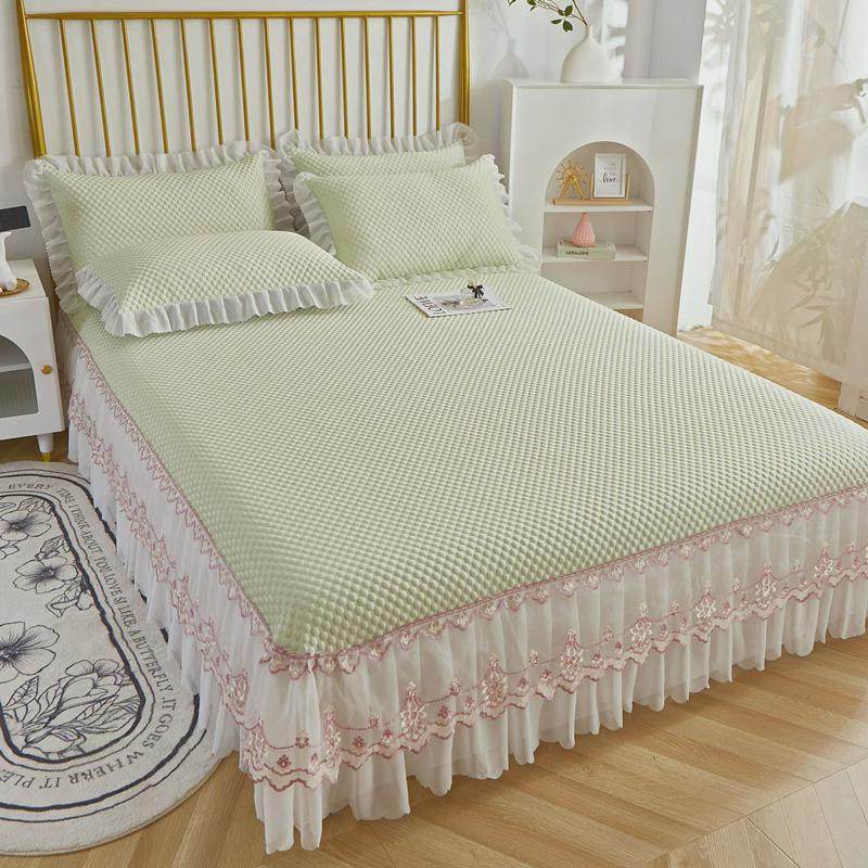 58c1夏天冰折叠冰丝凉席三件套新款床裙款软席可水洗豆豆空调,床上用品,凉席/草席/麻席,淘宝优惠券,粉丝福利购,淘宝优惠卷