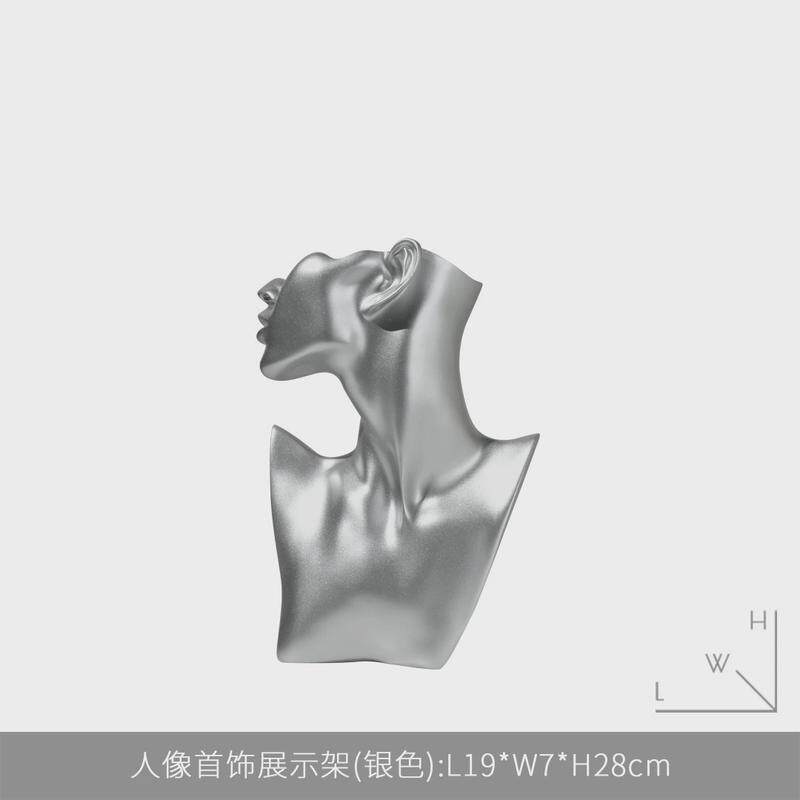 轻奢高级感创意抽象人头雕塑摆件干花花器花瓶样板房间衣帽间