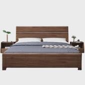 实木床双人床1.8米主卧现代简约中式 1.5储物高箱床婚床工厂直销床