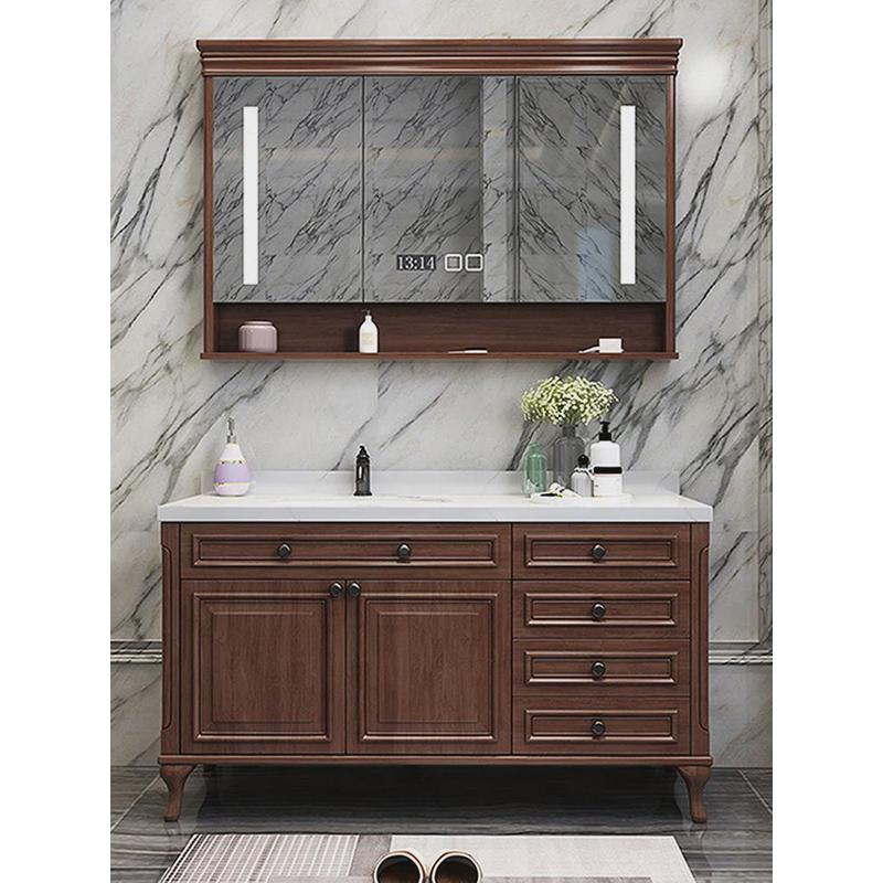 热销盆浴洗手大户型卫生间脸盆实木美式浴室柜大户卫洗漱洗脸组合