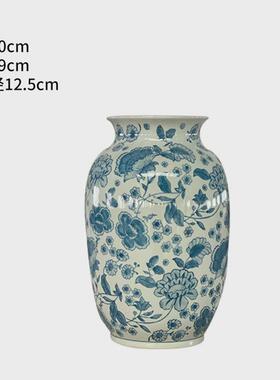 新中式陶瓷青花瓷花瓶摆件样板房装饰工艺品玄关摆件陶瓷花瓶花器