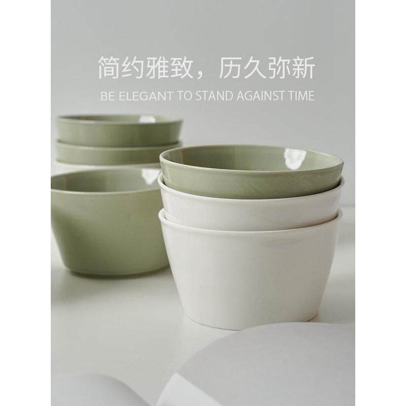 陶瓷白屿青玉白玉碗家庭套装餐具家用简约米饭碗高颜值xyt纯色