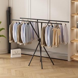 铁艺折叠晾衣架收束落地卧室阳台家用架子挂衣架杆晒被子神器
