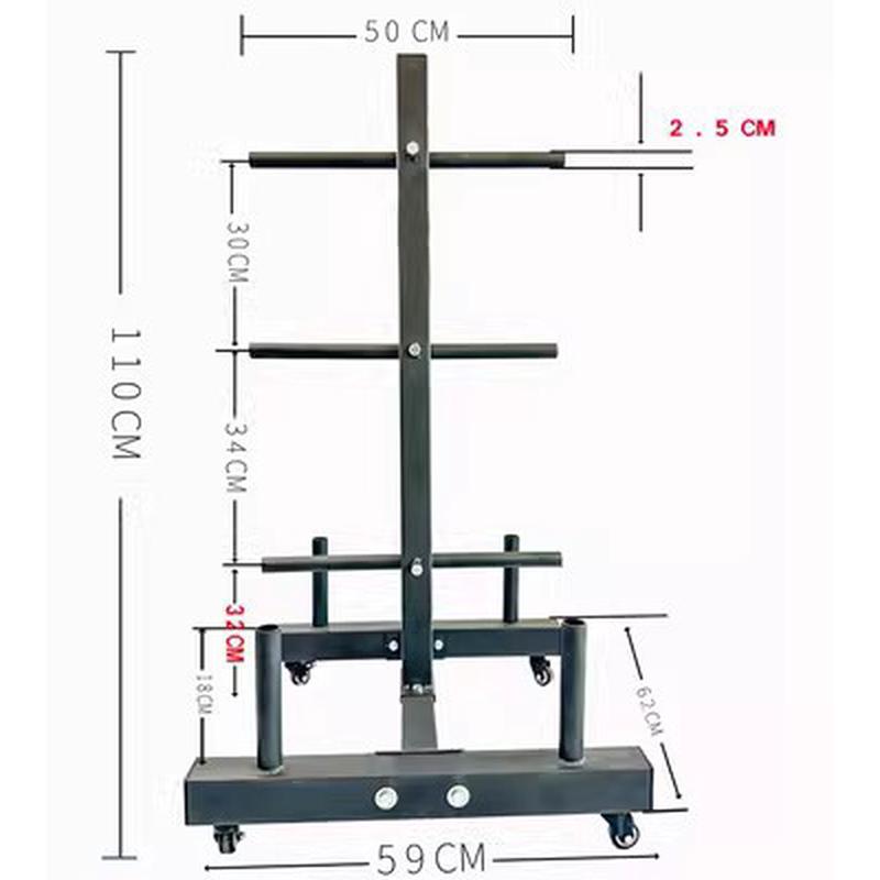 移动孔收纳架展示架大杠铃片片杠铃拖车架家用健身器材奥杆存放