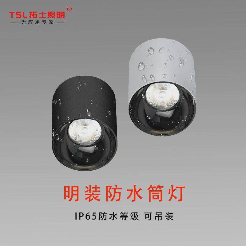 LED明装防水筒灯防眩吊装吊顶直装免打孔超薄筒灯户外cob防水筒灯