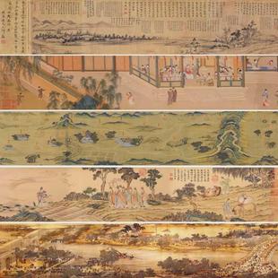 中国风壁纸仕女图墙纸古代十大名画复古风千里江山古画定制墙布