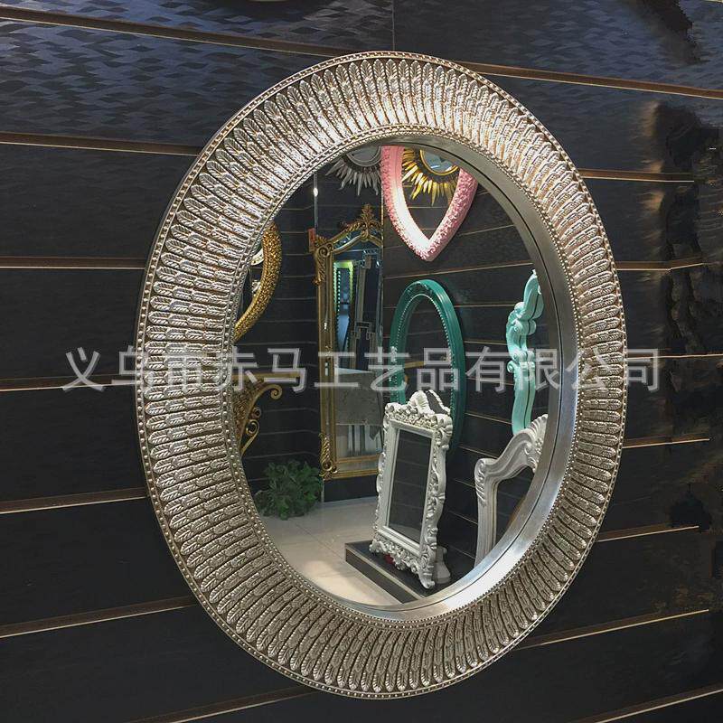 2024简约复古椭圆孔雀开屏玄关装饰镜化妆梳妆镜壁挂卫生间镜子